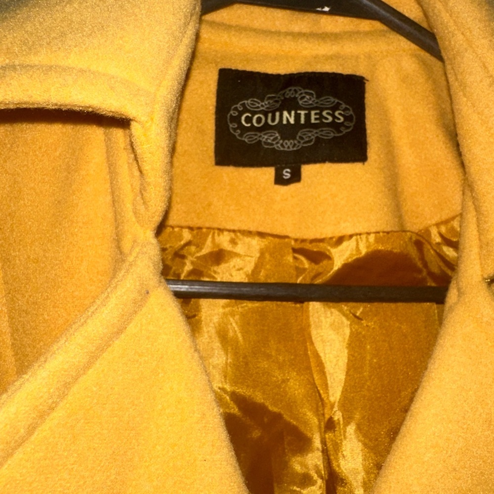 Stylish Women's Mustard Pea Coat - Picture 6 of 6